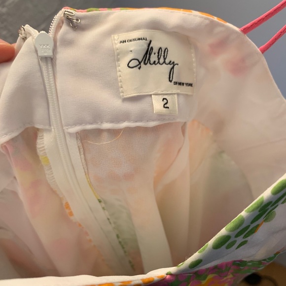 Milly Floral Silk Chiffon Dress - Size 2 - Picture 5 of 10